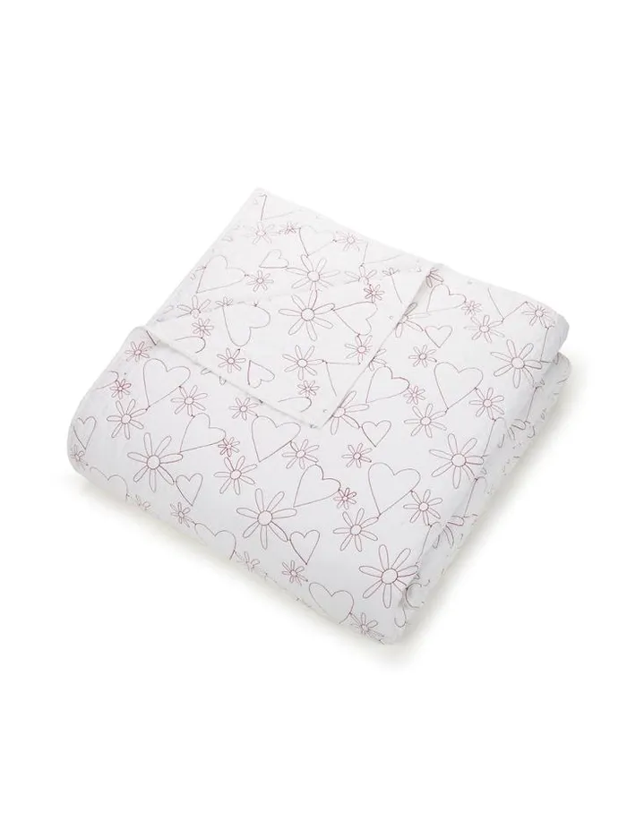 Kids Bedding Accessories Jessica Simpson Flower Heart Kids Quilt Set In White