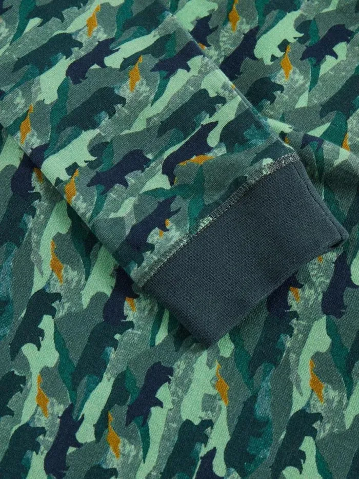 Kids Camo Bear PJ Set Green Print White Stuff Pyjamas