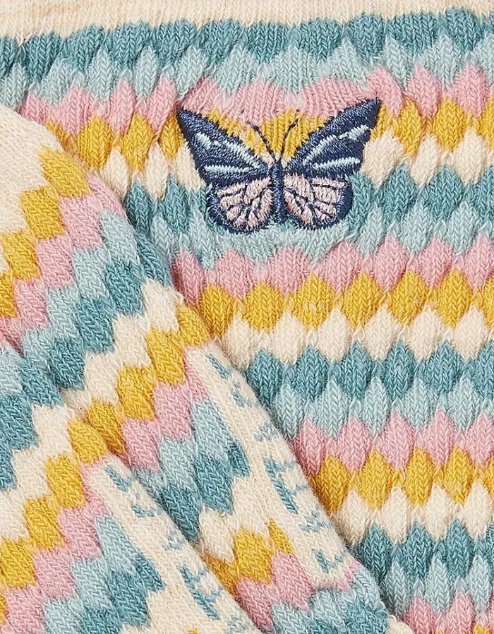 Kids FatFace Buy 2 Get 1 Free Socks 1 Pack Textured Butterfly Socks Oatmeal