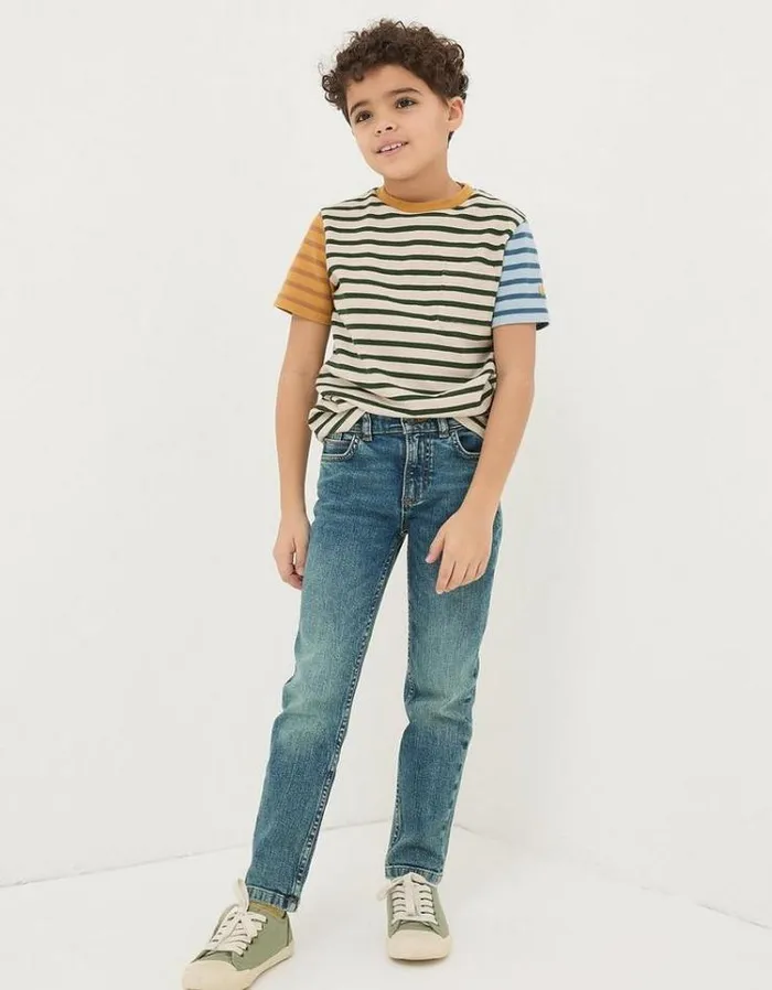 Kids FatFace Jeans and Joggers Seth Slim Washed Jeans Denim Blue