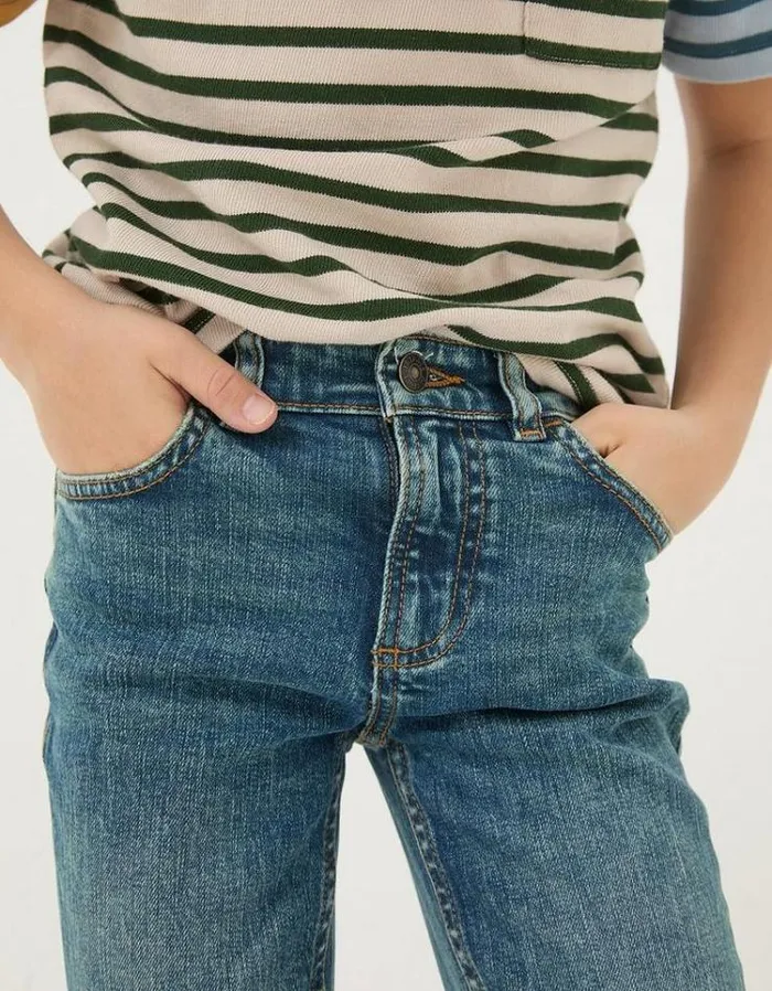 Kids FatFace Jeans and Joggers Seth Slim Washed Jeans Denim Blue