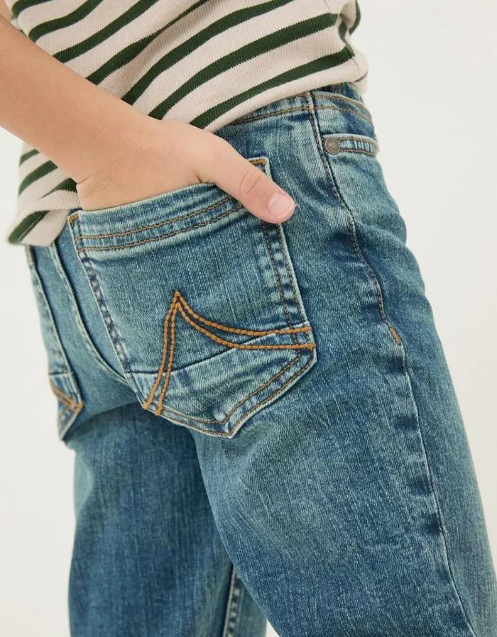 Kids FatFace Jeans and Joggers Seth Slim Washed Jeans Denim Blue