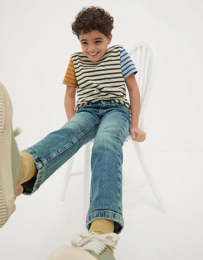 Kids FatFace Jeans and Joggers Seth Slim Washed Jeans Denim Blue
