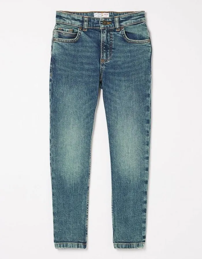 Kids FatFace Jeans and Joggers Seth Slim Washed Jeans Denim Blue
