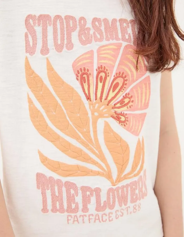 Kids FatFace Tops and TShirts Flowers Graphic TShirt Natural White