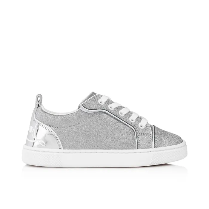 Kids Funnyto Sneakers 8211 Glittered Calf Leather 8211 Silver Christian Louboutin Sneakers