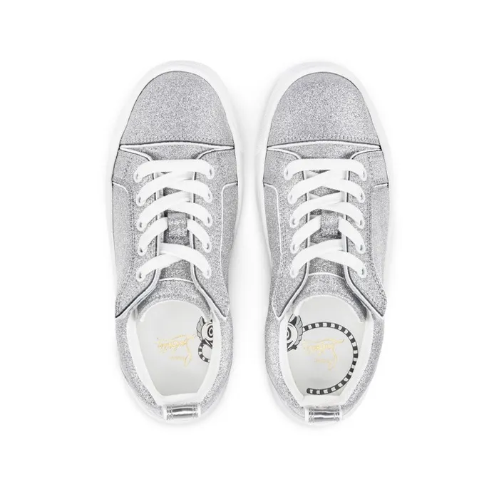 Kids Funnyto Sneakers 8211 Glittered Calf Leather 8211 Silver Christian Louboutin Sneakers
