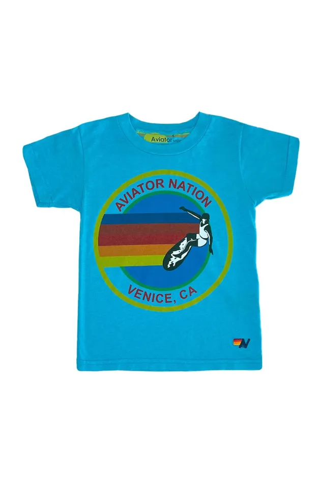 Kids Kids Collection Aviator Nation KID039S AVIATOR NATION TEE 8211 NEON BLUE