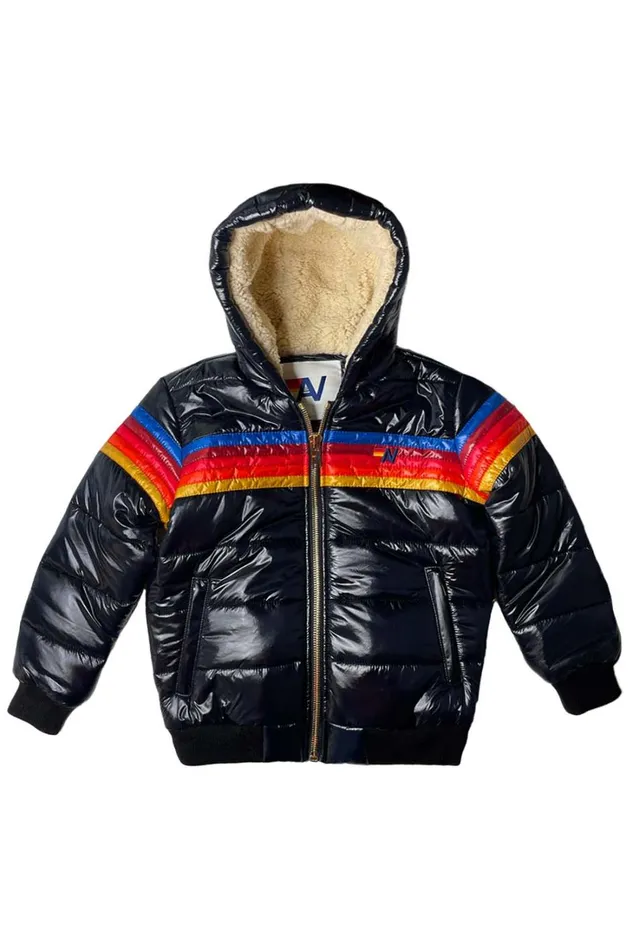 Kids Kids Collection Aviator Nation KIDS 5 STRIPE TREKKER JACKET 8211 GLOSSY BLACK
