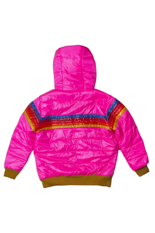 Kids Kids Collection Aviator Nation KIDS 5 STRIPE TREKKER JACKET 8211 GLOSSY NEON PINK Kids Kids Collection Aviator Nation KIDS 5 STRIPE TREKKER JACKET 8211 GLOSSY NEON PINK