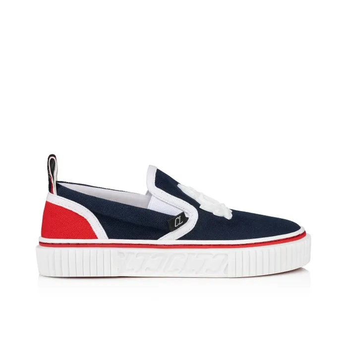 Kids Pedrito Boat Crest Slipon Sneakers 8211 Olona Canva 8211 Navy Christian Louboutin Sneakers