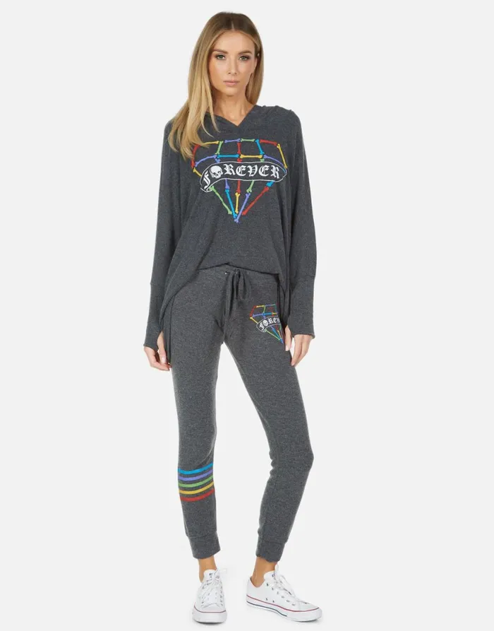 Kizzy Bone Diamond Heather Black Women039s Lauren Moshi Long Sweatpants