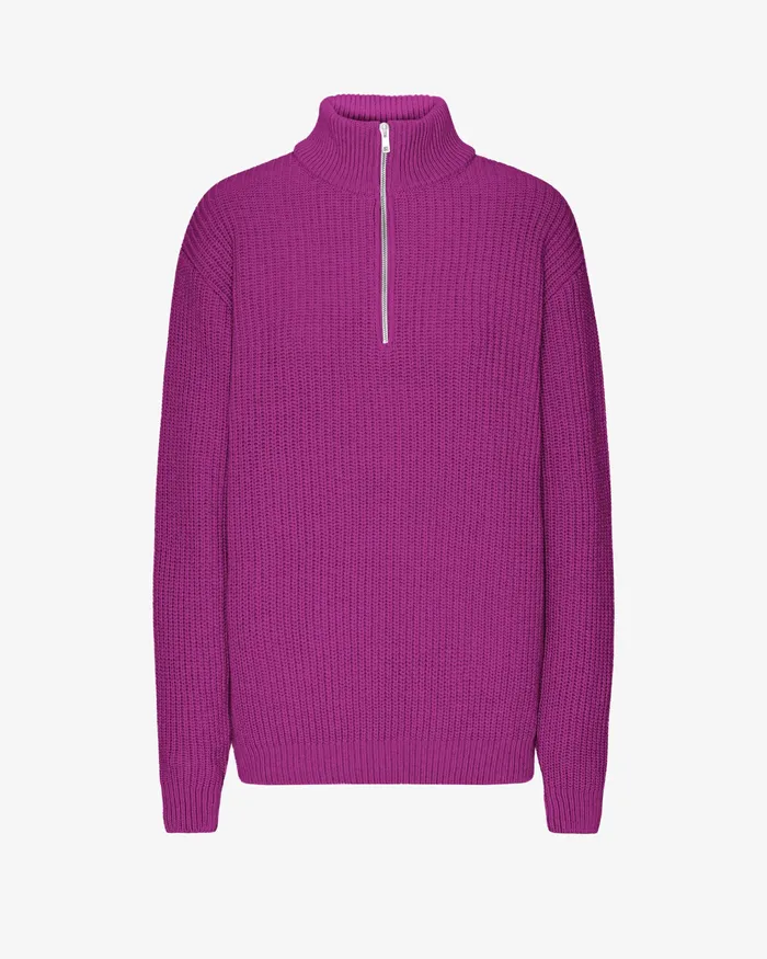 Knit Sweaters Colorfulstandard Women Merino Quarter Zip 8211 Magenta Blaze