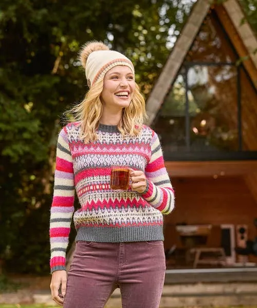 Knitwear and Cardigans Winter Brights Fairisle Jumper Pink 8211 Joebrowns Apparel Knitwear and Cardigans Winter Brights Fairisle Jumper Pink 8211 Joebrowns Apparel