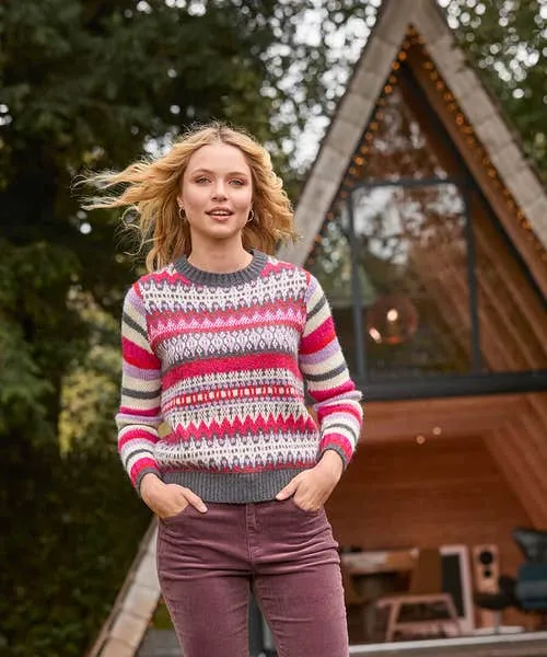Knitwear and Cardigans Winter Brights Fairisle Jumper Pink 8211 Joebrowns Apparel Knitwear and Cardigans Winter Brights Fairisle Jumper Pink 8211 Joebrowns Apparel