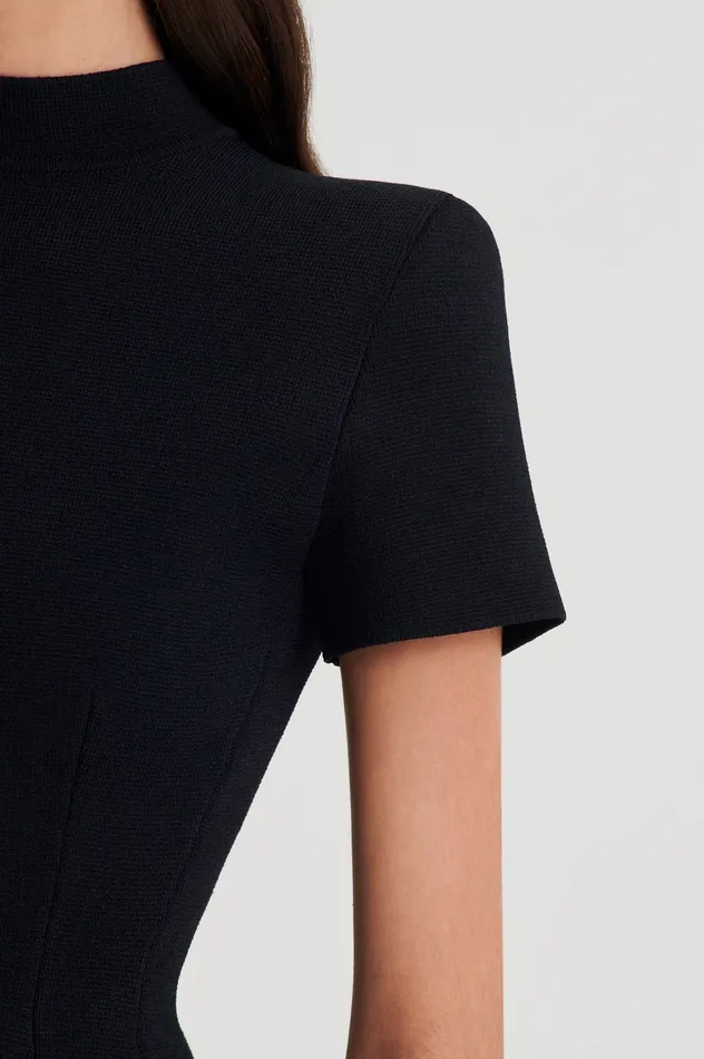 Knitwear CREPE KNIT PEPLUM DRESS BLACK 8211 Scanlan Theodore Women Knitwear CREPE KNIT PEPLUM DRESS BLACK 8211 Scanlan Theodore Women