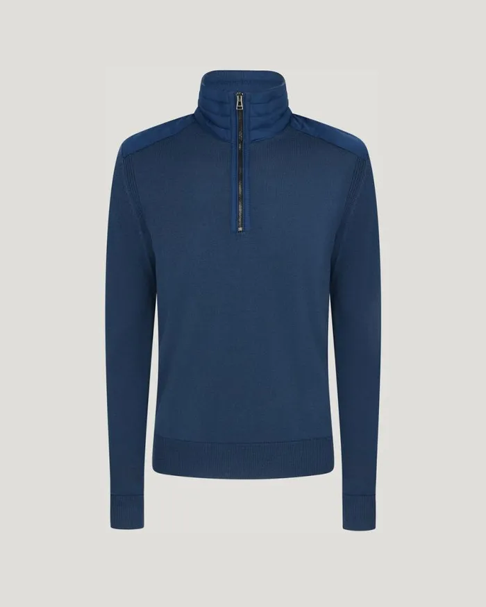 Knitwear Men Belstaff Kilmington Quarter Zip Jumper Insignia Blue