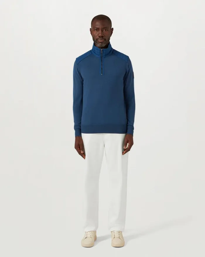 Knitwear Men Belstaff Kilmington Quarter Zip Jumper Insignia Blue