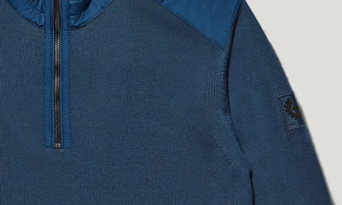 Knitwear Men Belstaff Kilmington Quarter Zip Jumper Insignia Blue