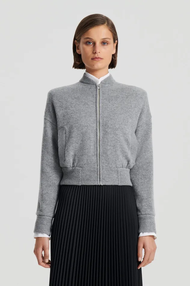 Knitwear Women Scanlan Theodore CASHMERE BOMBER GREY MELANGE Knitwear Women Scanlan Theodore CASHMERE BOMBER GREY MELANGE