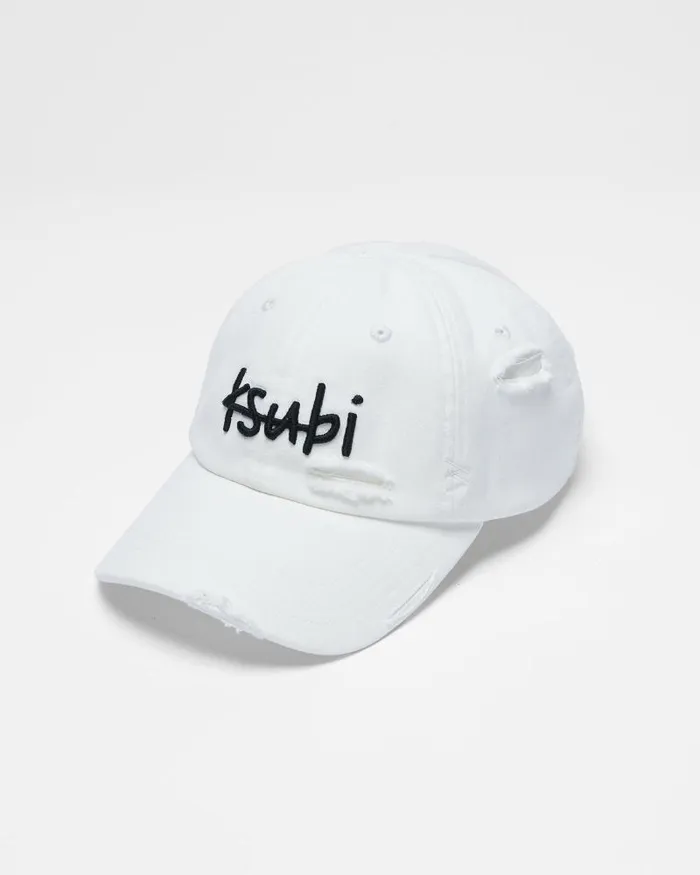 Ksubi 1999 Lofi Cap Ecru Trashed WomensMens Headwear