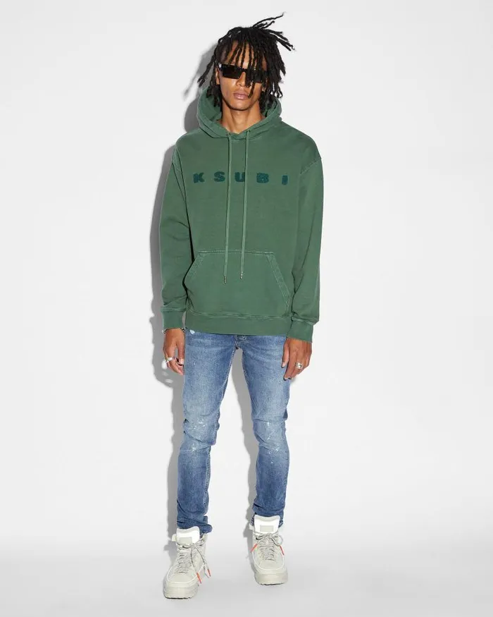Ksubi Blocked Biggie Hoodie Emerald Mens Hoodies and Sweatshirts