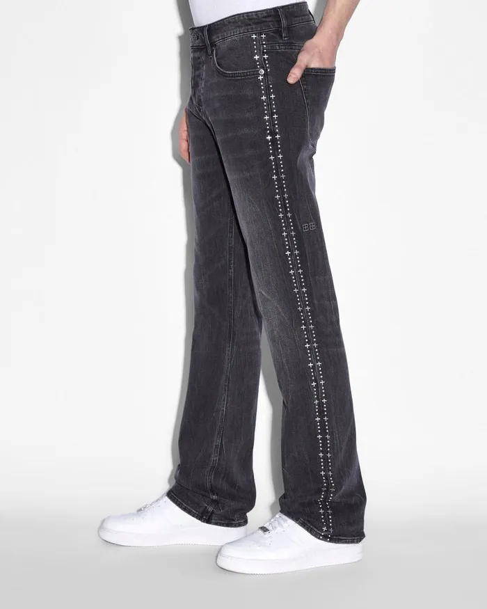 Ksubi Bronko Metalik Stripe Black Mens Bootcut