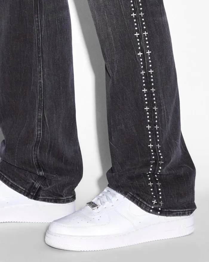Ksubi Bronko Metalik Stripe Black Mens Bootcut