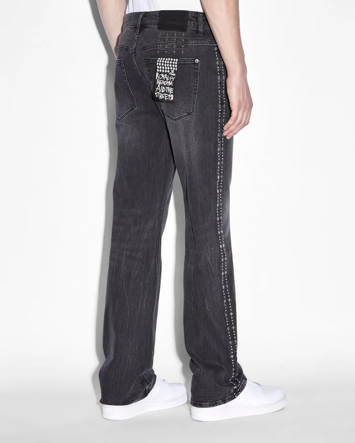 Ksubi Bronko Metalik Stripe Black Mens Bootcut