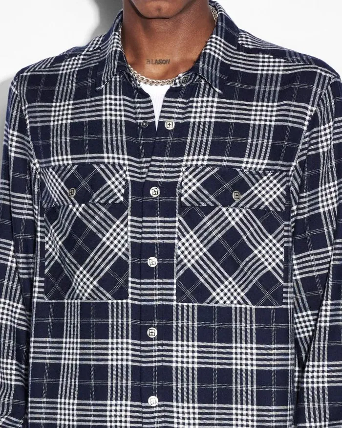 Ksubi Paradox Ls Shirt Navy Fade Mens Shirts