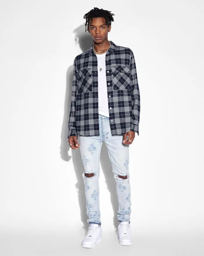 Ksubi Paradox Ls Shirt Navy Fade Mens Shirts