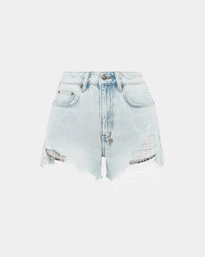 Ksubi Rise N Hi Skyfall Rampant Ripped Womens Denim Shorts