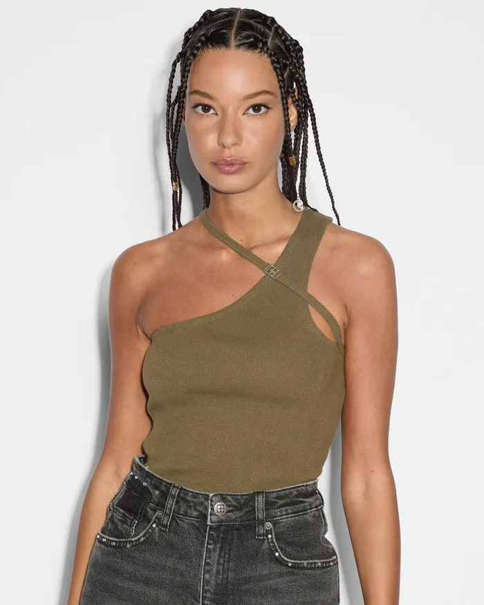 Ksubi Score Tank Khaki Womens Tops