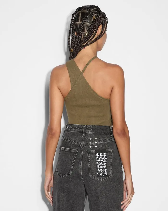 Ksubi Score Tank Khaki Womens Tops