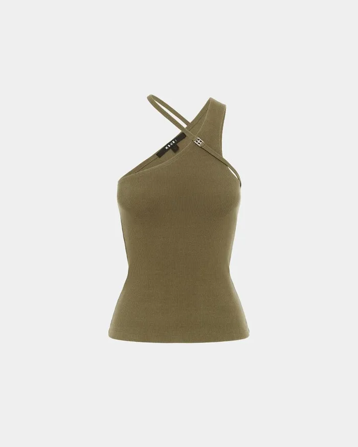 Ksubi Score Tank Khaki Womens Tops