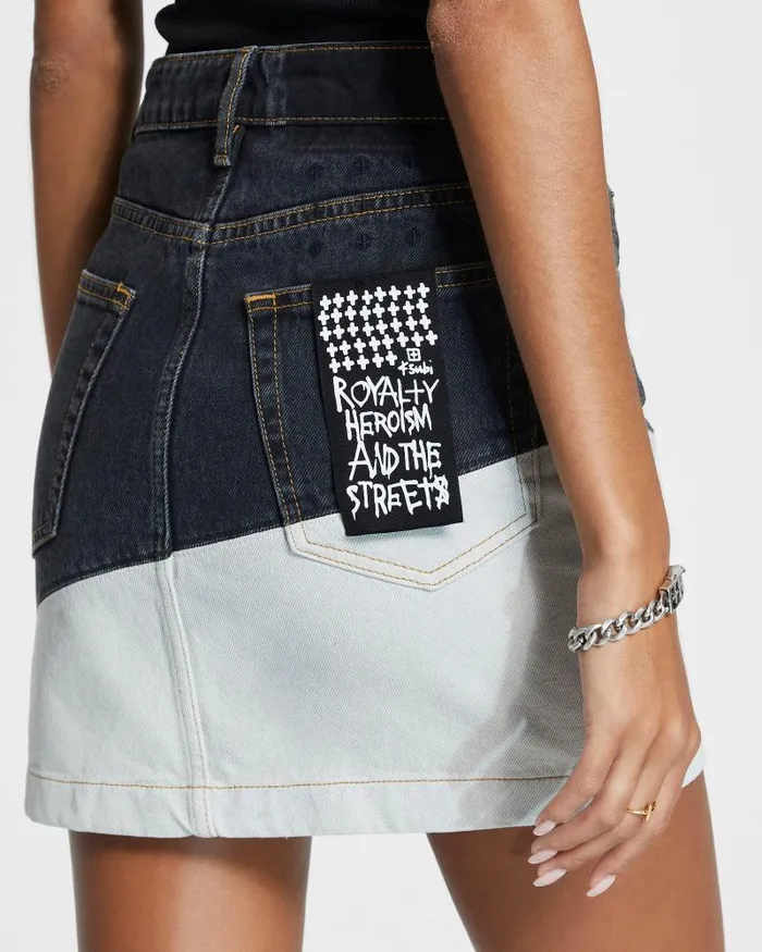 Ksubi Super X Mini Blackbone Splice Womens Denim Skirts