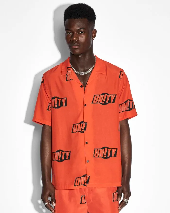 Ksubi Unity Sign Resort Ss Shirt Orange Mens Shirts