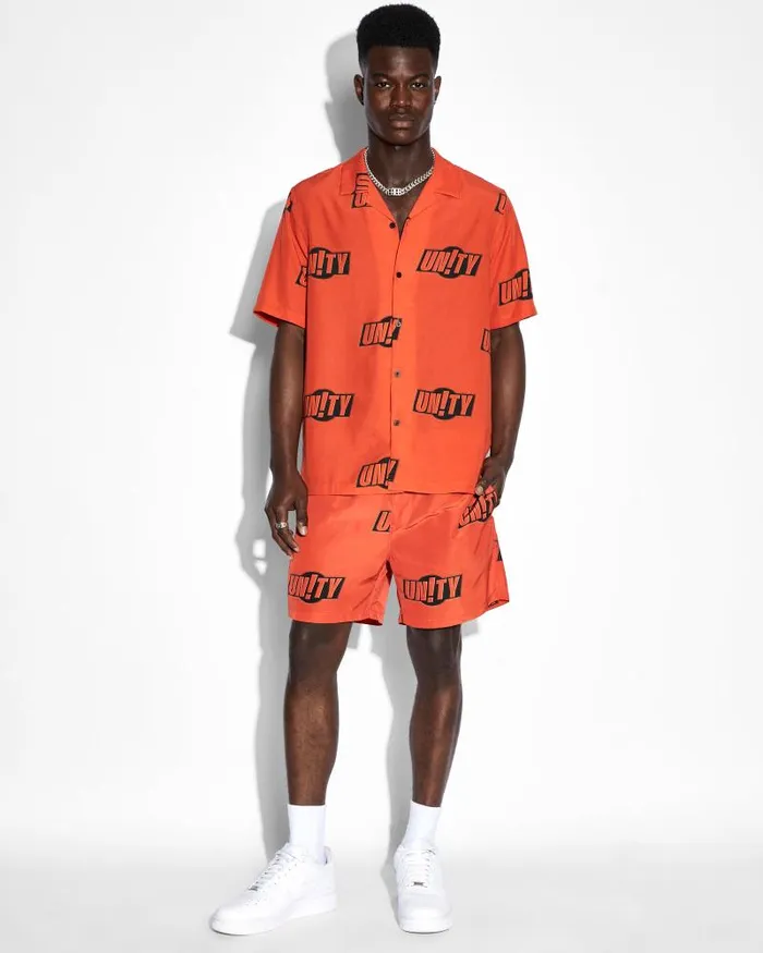 Ksubi Unity Sign Resort Ss Shirt Orange Mens Shirts