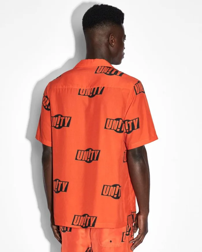 Ksubi Unity Sign Resort Ss Shirt Orange Mens Shirts