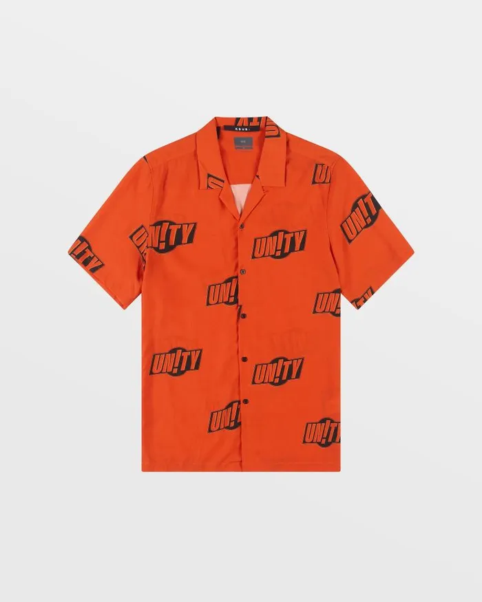 Ksubi Unity Sign Resort Ss Shirt Orange Mens Shirts