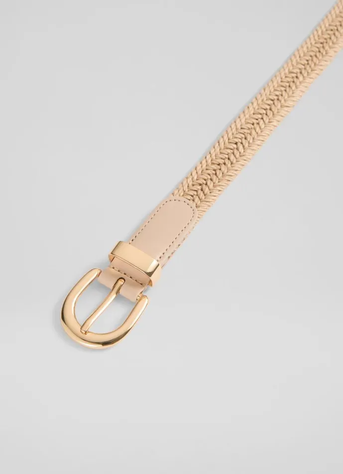 LKBennett Belts Women Griffen Latte Woven Linen Belt