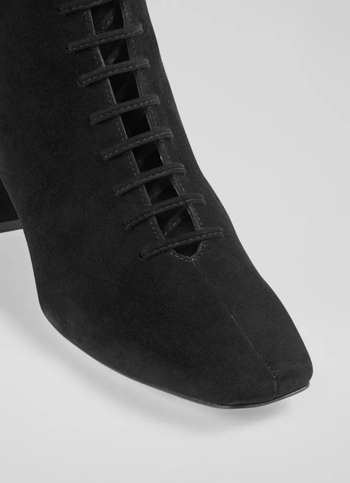 LKBennett Boots Women Arabella Black Leather Lace Up Ankle Boot LKBennett Boots Women Arabella Black Leather Lace Up Ankle Boot