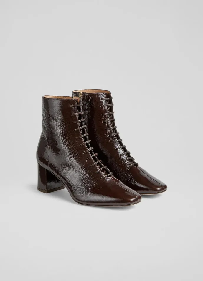 LKBennett Boots Women Arabella Espresso Lace Up Ankle Boot