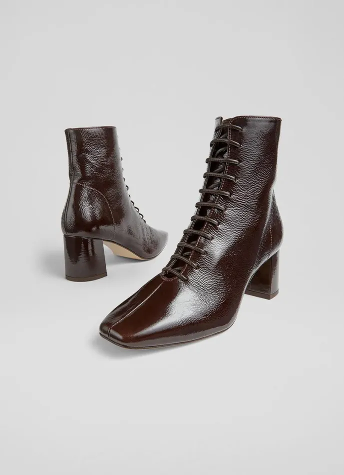 LKBennett Boots Women Arabella Espresso Lace Up Ankle Boot