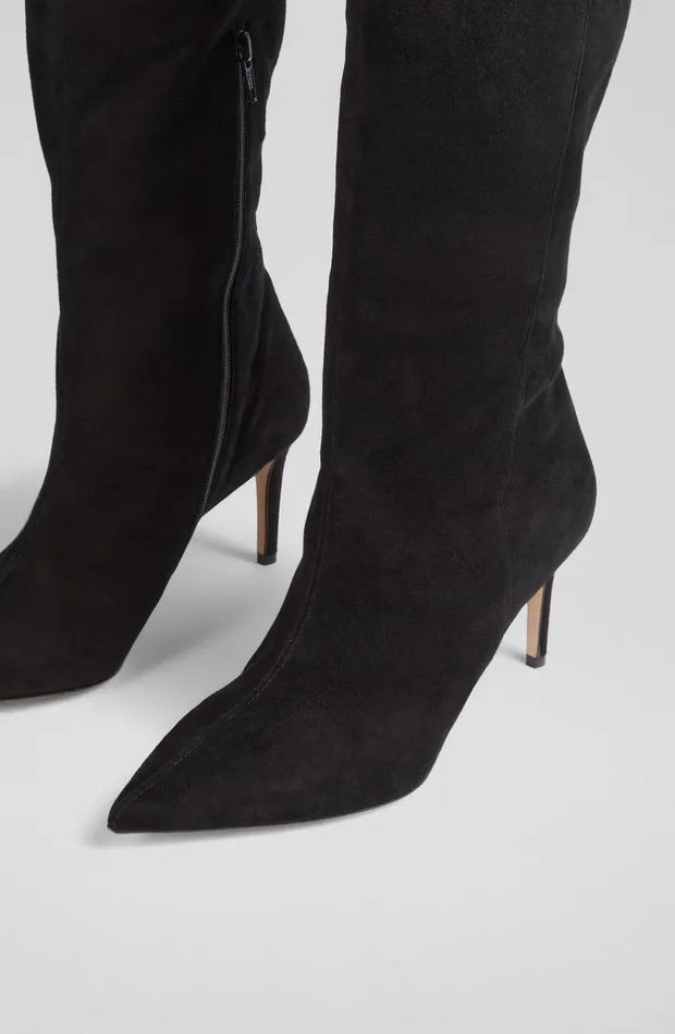 LKBennett Boots Women Astrid Black Suede Slouchy KneeHigh Boots