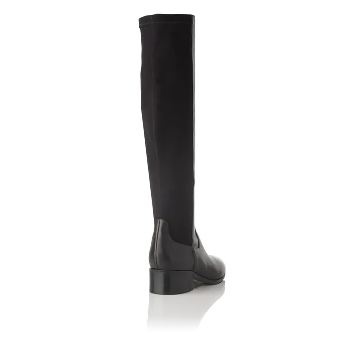 LKBennett Boots Women Bella Black Stretch Leather Knee Boots