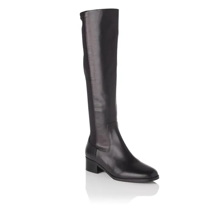 LKBennett Boots Women Bella Black Stretch Leather Knee Boots