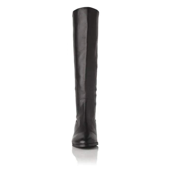 LKBennett Boots Women Bella Black Stretch Leather Knee Boots