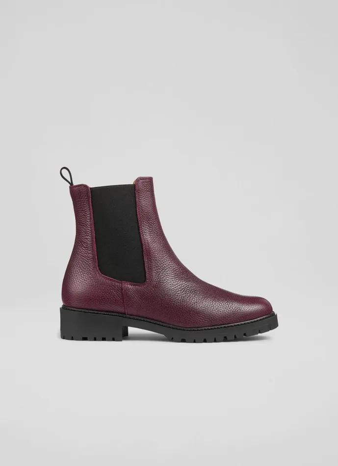 LKBennett Boots Women Cadea Wine Casual Tread Sole Boot