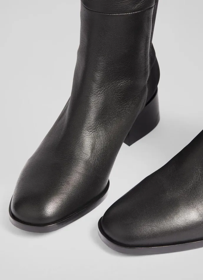 LKBennett Boots Women Duke Black Half And Half Stretch Over The Knee Boot LKBennett Boots Women Duke Black Half And Half Stretch Over The Knee Boot